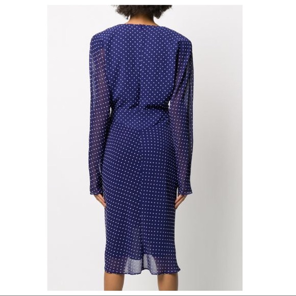 NEW PHILOSOPHY DI LORENZO SERAFINI LONG SLEEVE POLKA DOT MIDI DRESS - Picture 6 of 9